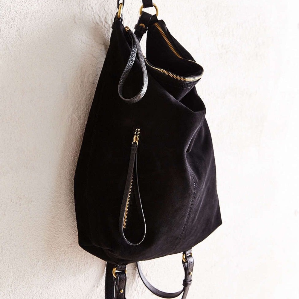 Urban Outfitters Black Suede Convertible Backpack
